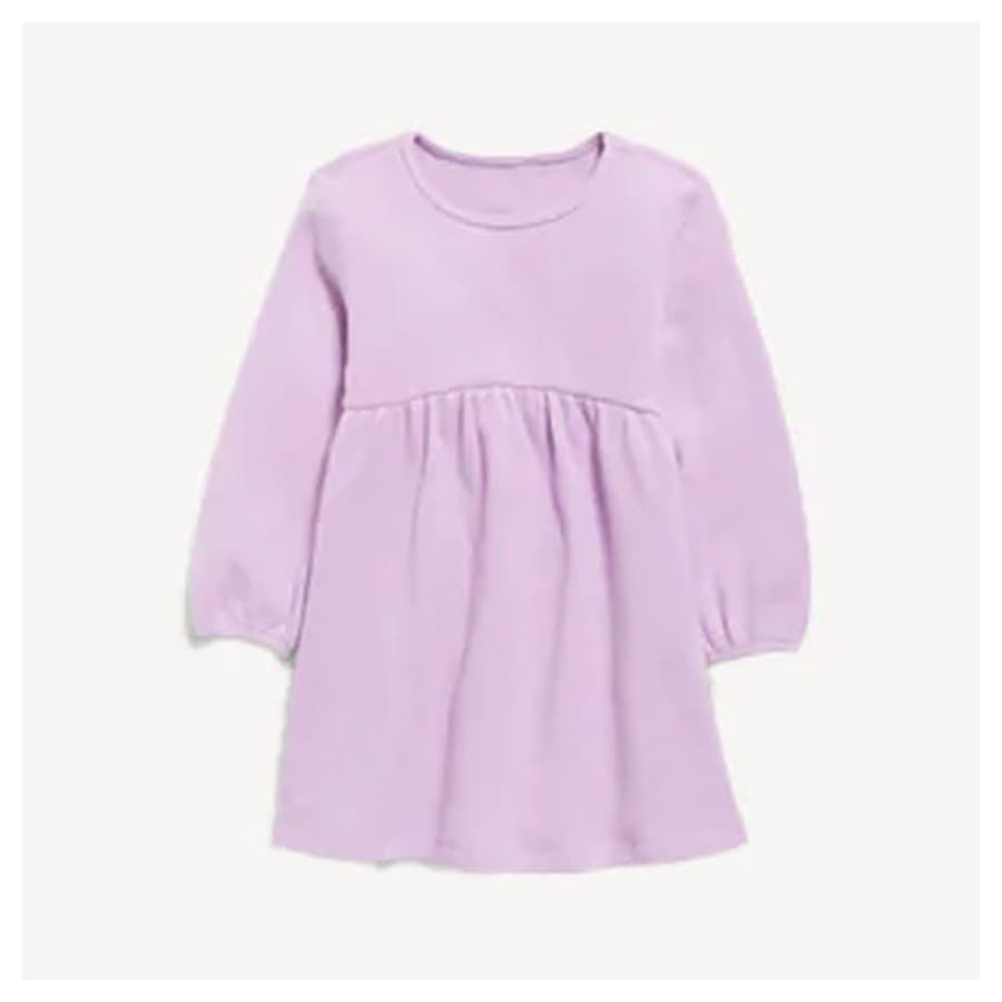 Image of a toddler girls purple sweater dress. Old Navy sale