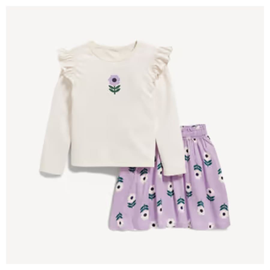 Image of a toddler girl floral outfit set. Old Navy sale