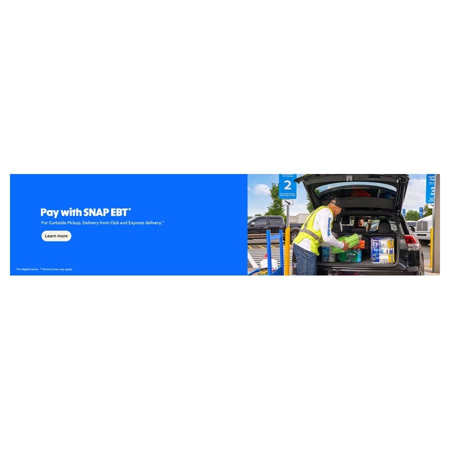 Pay with EBT.* For Curbside Pickup, Delivery from Club and Express delivery.** Learn more. *On eligible items. **Terms & Sam's Club sale