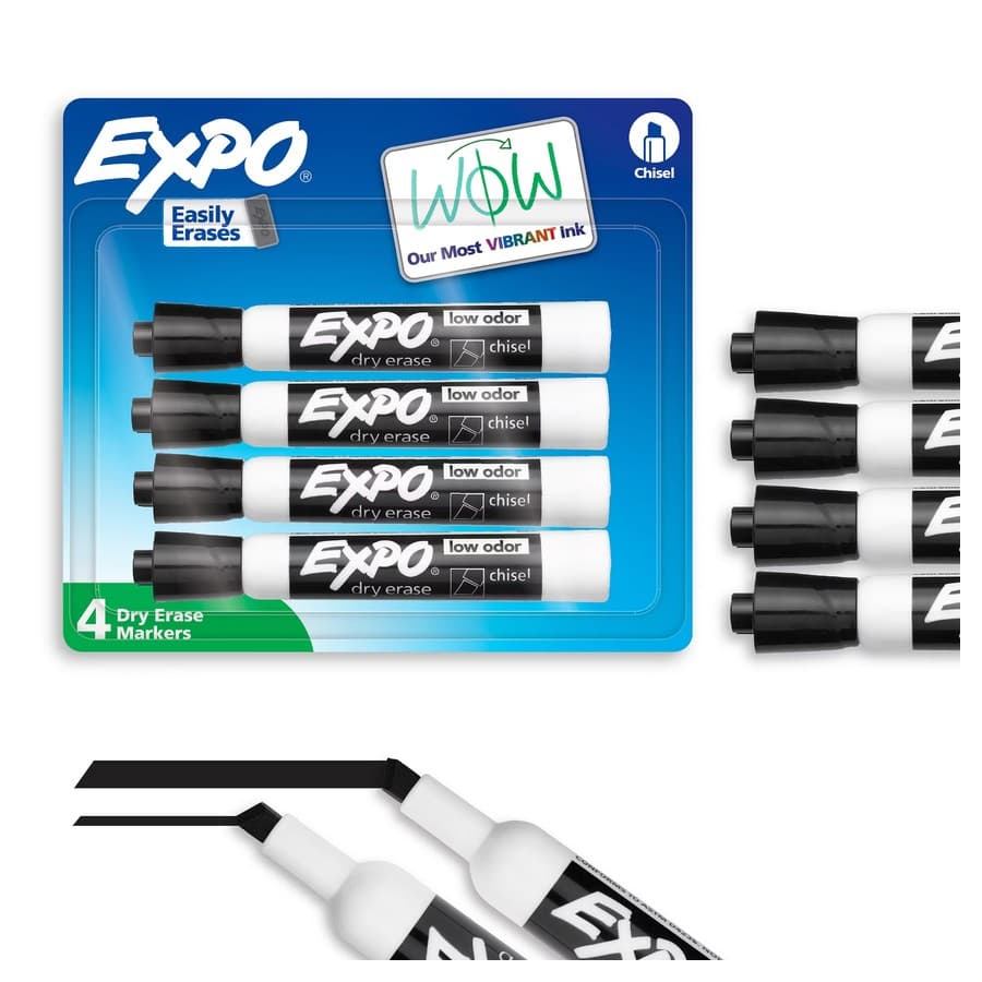 Expo 4pk Dry Erase Markers Chisel Tip Black Target sale
