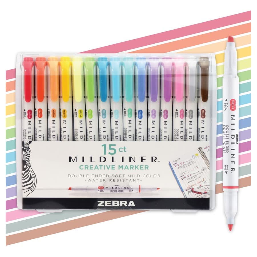 Zebra 15ct Mildliner Dual-tip Creative Colorful Marker Gifting: Mildliner Highlighters, Fine & Bold Tips, Multicolored I Target sale