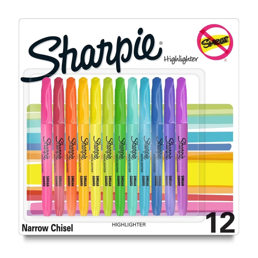 Sharpie 12ct Highlighters Pocket Fine Tip Assorted Colors: Multicolored Markers for School & Office, Art Stationery Target sale