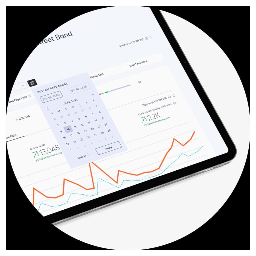 screenshot of tm1 sales on a tablet Ticketmaster sale